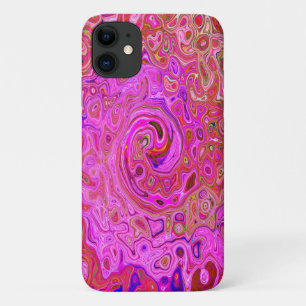 Hot Pink Marbled Colors Abstract Retro Swirl iPhone 11 Case