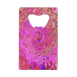 Hot Pink Marbled Colors Abstract Retro Swirl Credit Card Bottle Opener