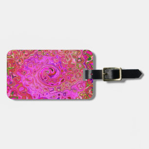 Hot Pink Marbled Colors Abstract Retro Swirl Luggage Tag