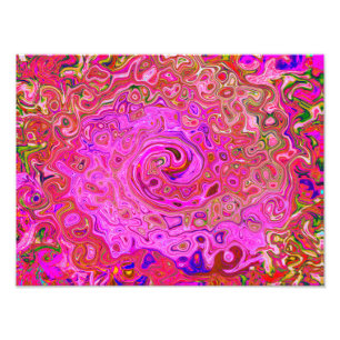 Hot Pink Marbled Colors Abstract Retro Swirl Photo Print