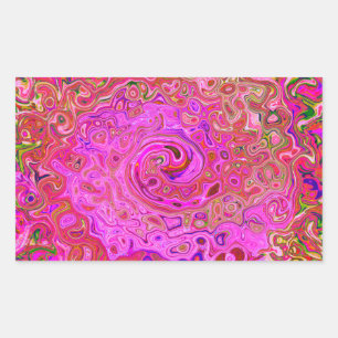 Hot Pink Marbled Colors Abstract Retro Swirl Rectangular Sticker