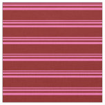 [ Thumbnail: Hot Pink & Maroon Colored Pattern of Stripes Fabric ]