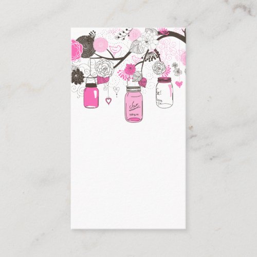 Hot Pink Mason Jars and Flowers Blank Insert Card