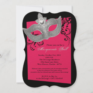 Hot Pink Masquerade Ball Mask Costume Halloween Invitation