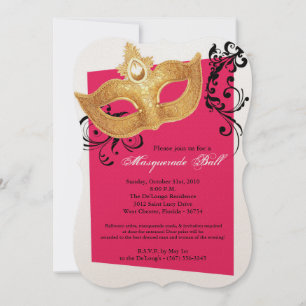 Hot Pink Masquerade Ball Mask Costume Halloween Invitation