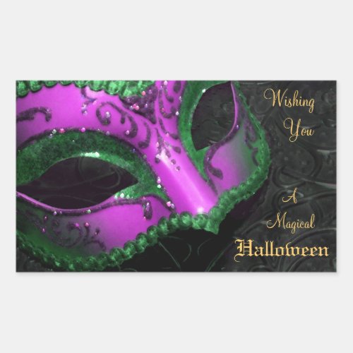 Hot Pink Masquerade Mask Halloween Party Stickers