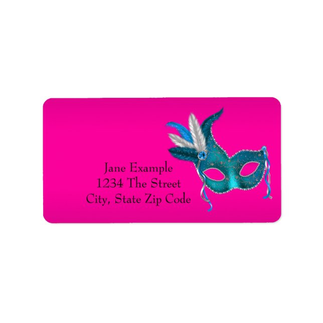 Hot Pink Masquerade Party Address Labels (Front)