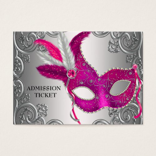 Hot Pink Masquerade Party Admission Tickets Business Card