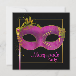 Hot Pink Masquerade Party Invitation