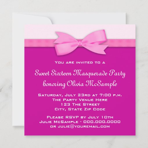 Hot Pink Masquerade Party Invitations Zazzle