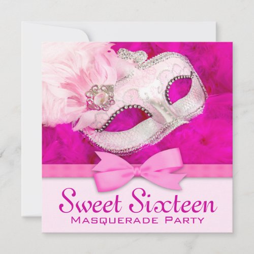 Hot Pink Masquerade Party Invitations