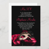 Hot Pink Masquerade Quinceanera Invitation (Front/Back)
