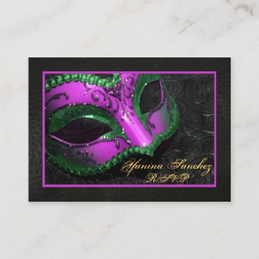 Customizable Hot Pink  Masquerade RSVP Business Cards