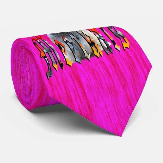 Hot Pink Meerkat Logo Design, Neck Tie (Rolled)