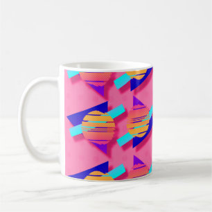 Hot Pink Memphis Neon Triangle Patterns Coffee Mug