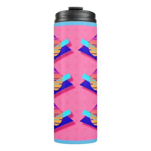 Hot Pink  Memphis Neon Triangle Patterns Thermal Tumbler