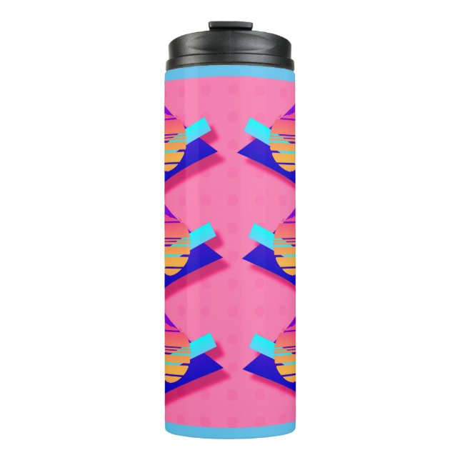 Hot Pink  Memphis Neon Triangle Patterns Thermal Tumbler (Front)