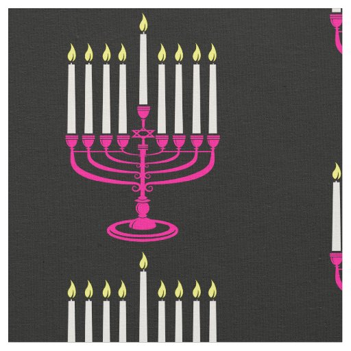 hot pink menorah hanukkah purim fabric