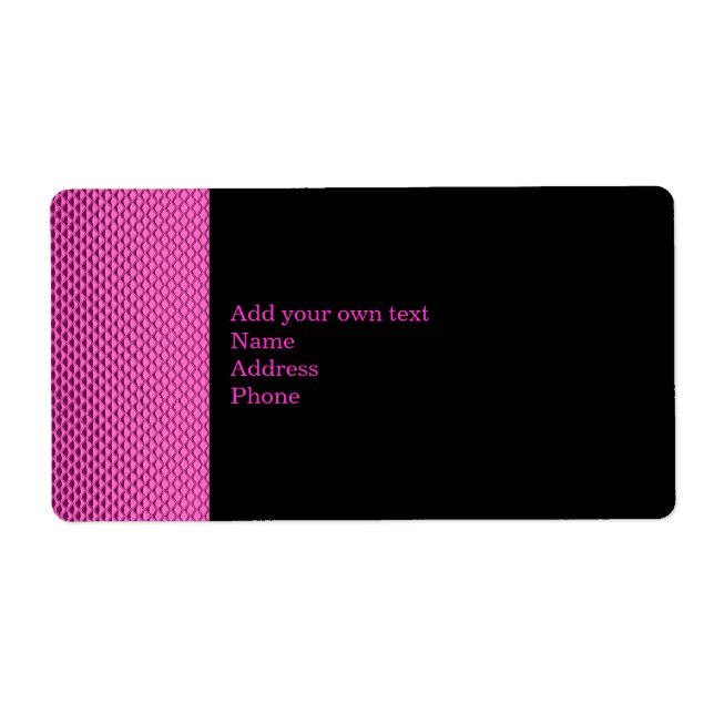 Hot Pink Metal Glitter Black Label Gift Sticker (Front)