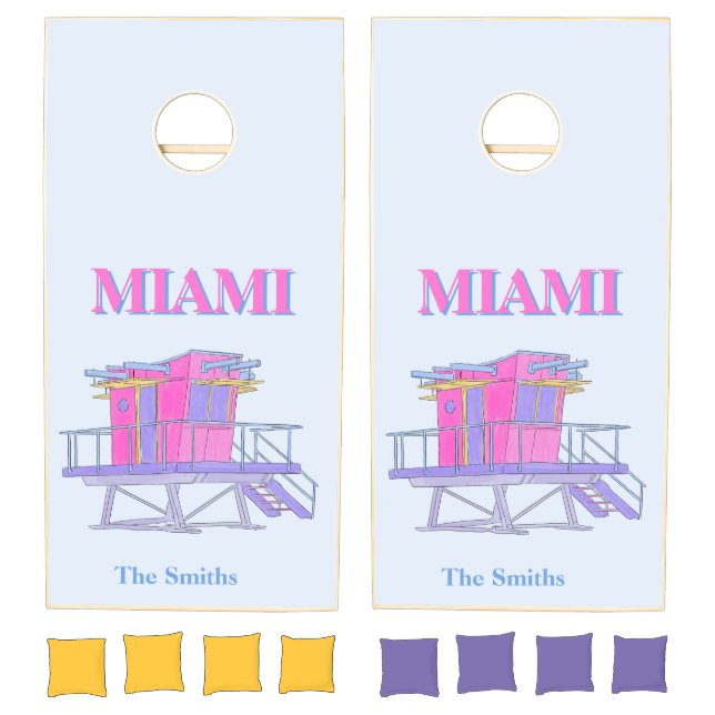 Hot Pink Miami  Cornhole Set (Set)