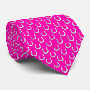 Hot Pink Micro Horseshoe Print Derby Necktie