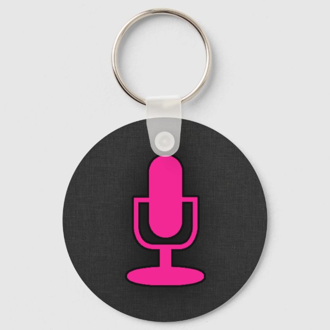 Hot Pink Microphone Keychain (Front)