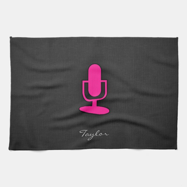 Hot Pink Microphone Towel (Horizontal)