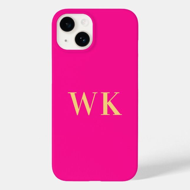 Hot Pink Minimal Monogram Initials Case-Mate iPhone Case (Back)