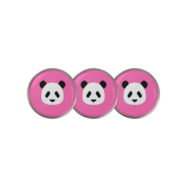 Hot Pink - Minimalist Panda Pattern Golf Ball Marker (3 Up)
