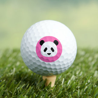 Hot Pink - Minimalist Panda Pattern Golf Balls