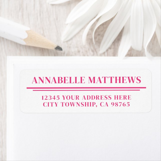 Hot Pink Minimalist Return Address Label (Insitu)