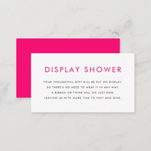 Hot Pink Minimalist Typography Display Shower Enclosure Card