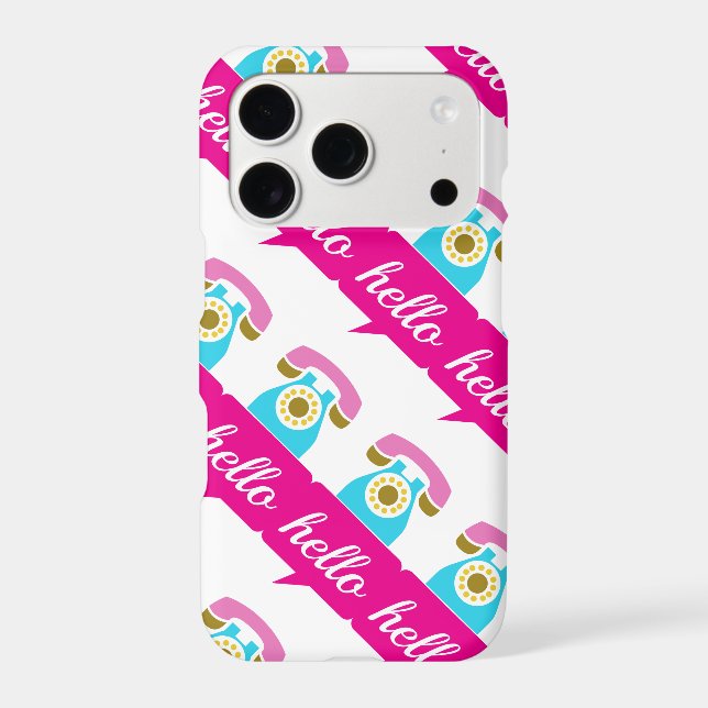 Hot Pink Mint Retro Telephone Hello Case-Mate iPhone Case (Back)