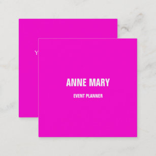 Hot Pink Modern Bold Bright Colorful Simple Classy Square Business Card