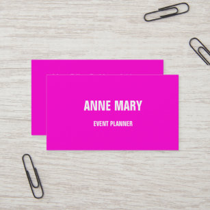 Hot Pink Modern Bold Bright Colorful Simple Trendy Business Card