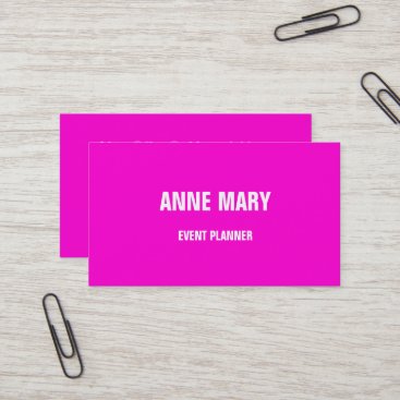 Hot Pink Modern Bold Bright Colorful Simple Trendy Business Card