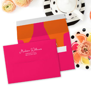 Hot Pink Modern Bold Bright with Return Address Envelope