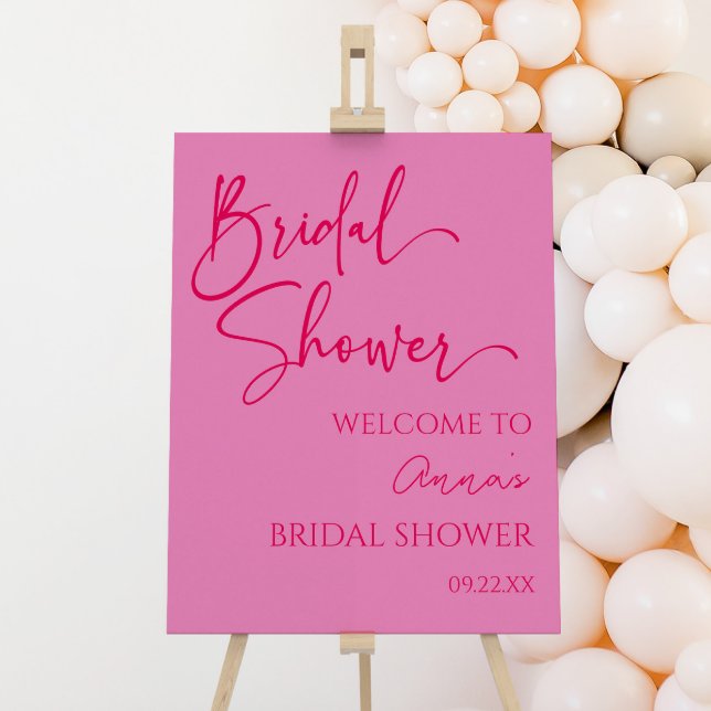 Hot Pink Modern Bridal Shower Welcome Sign (Creator Uploaded)