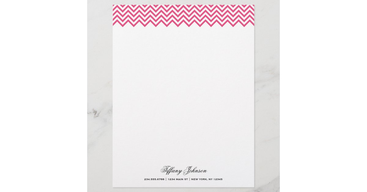 Hot Pink Modern Chevron Border Letterhead | Zazzle