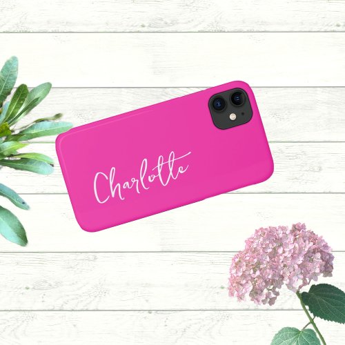 Hot Pink Modern Custom Name     iPhone 11 Case