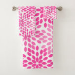 Hot Pink Modern Floral Pattern Bath Towel Set at Zazzle