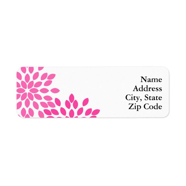 Hot Pink Modern Floral Pattern Label (Front)