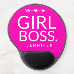Hot Pink Modern Girl Boss Gel Mouse Pad