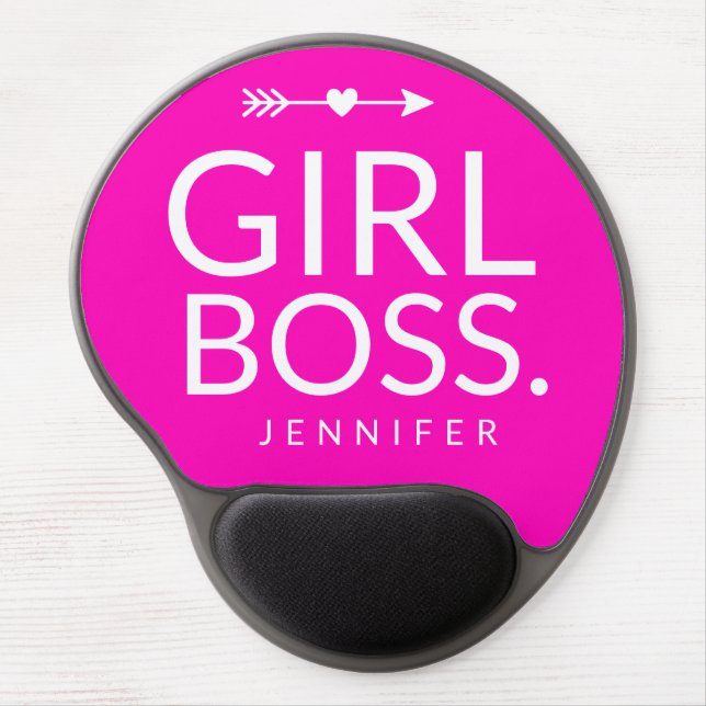 Hot Pink Modern Girl Boss Gel Mouse Pad (Front)