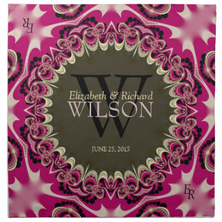 Hot Pink Modern Home Decor Monogram Napkins