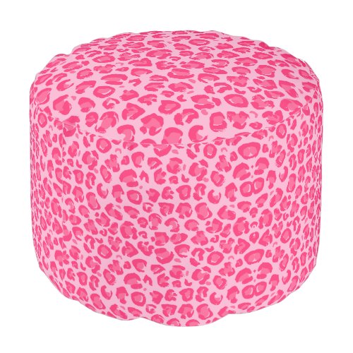 Hot Pink Modern Leopard Pattern Pouf