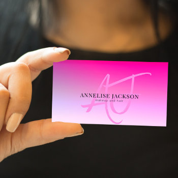 Hot Pink Modern Makeup Artist Beauty Salon Business Card by uniqueoffice at Zazzle