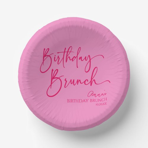 Hot Pink Modern Minimalist Birthday Brunch Party Paper Bowls