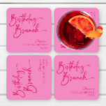 Hot Pink Modern Minimalist Birthday Brunch Party Square Paper Coaster<br><div class="desc">These are Hot Pink Modern Minimalist Birthday Brunch Party Paper Coasters!</div>