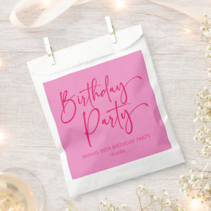 Hot Pink Modern Minimalist Birthday Party Favor Bag